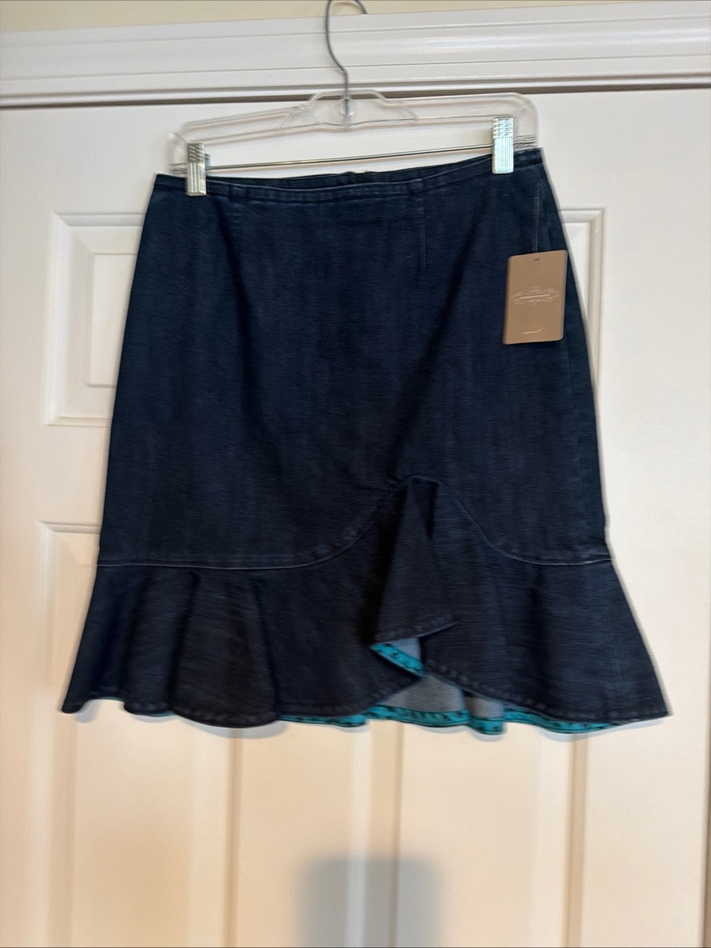 Anthropologie Leifsdottier Lana Denim Ruffle Hem Skirt